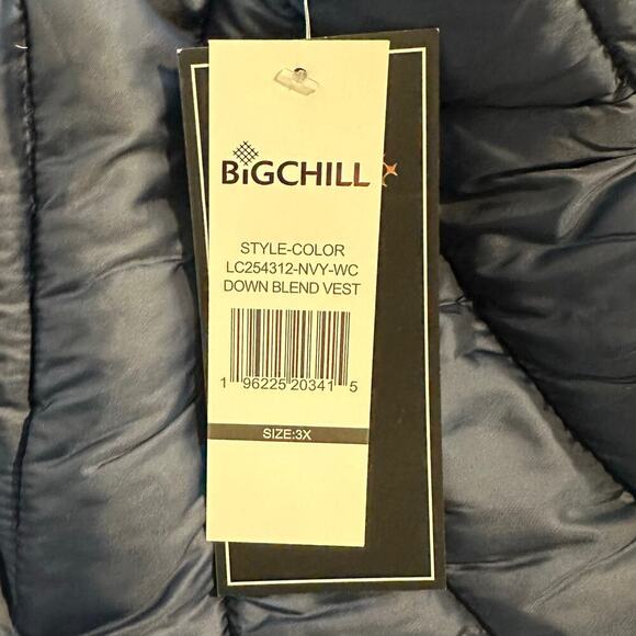 NWT Big Chill Down Blend Puffer Vest Navy Plus 3X - Picture 7 of 9